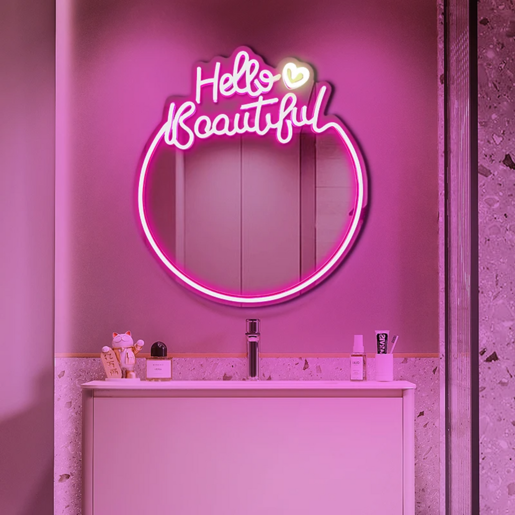 Hello Beautiful Neon Mirror