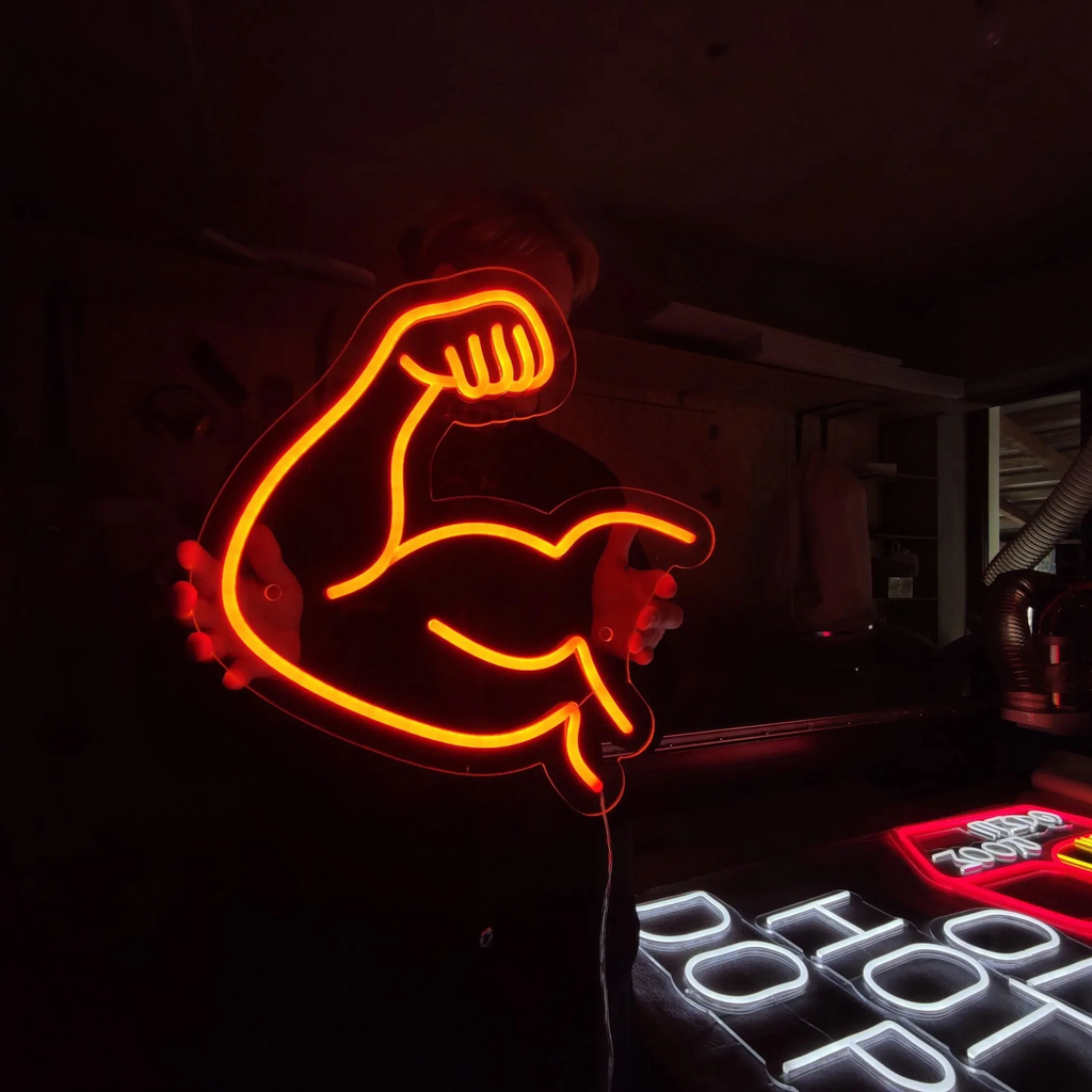 arm muscle neon sign for the gym