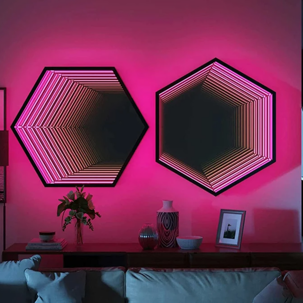 led infinity mirror pink