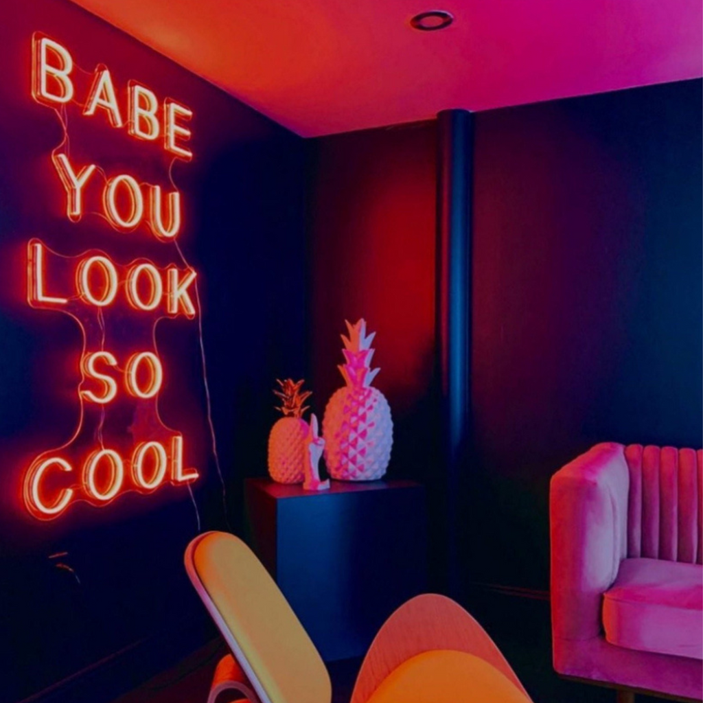 babe you look so cool sign Red