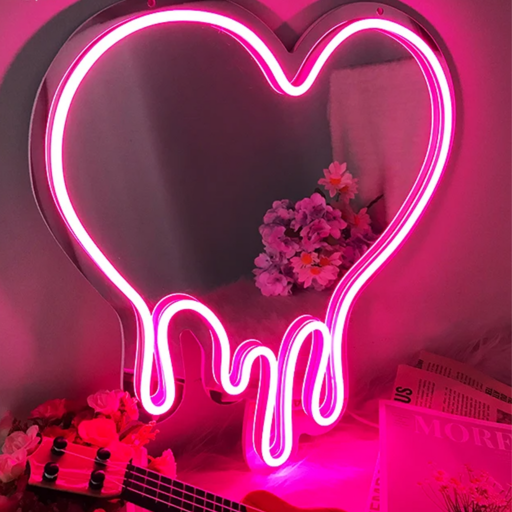 LED Heart Neon Mirro