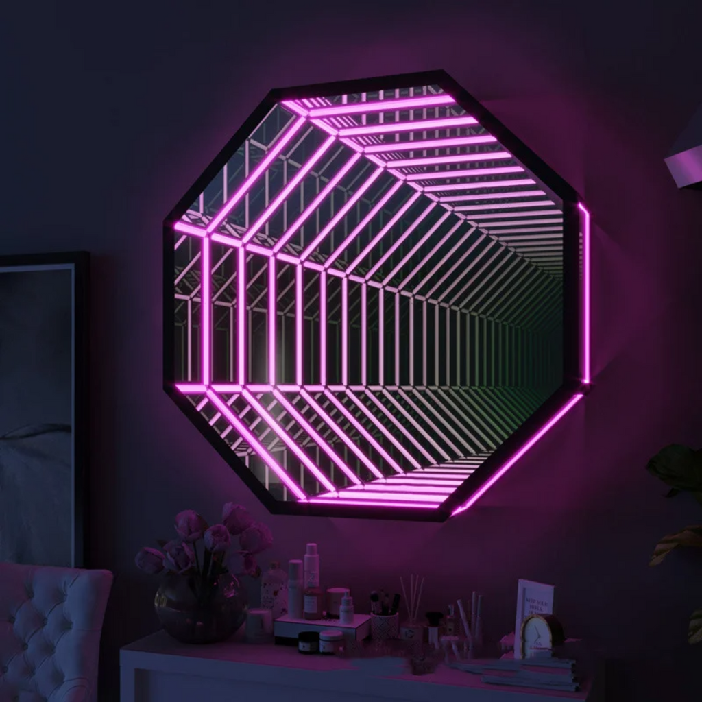 Neon Infinity Mirror by Merit Los Angeles  Mirror design wall, Mirror  designs, Mirror wall decor