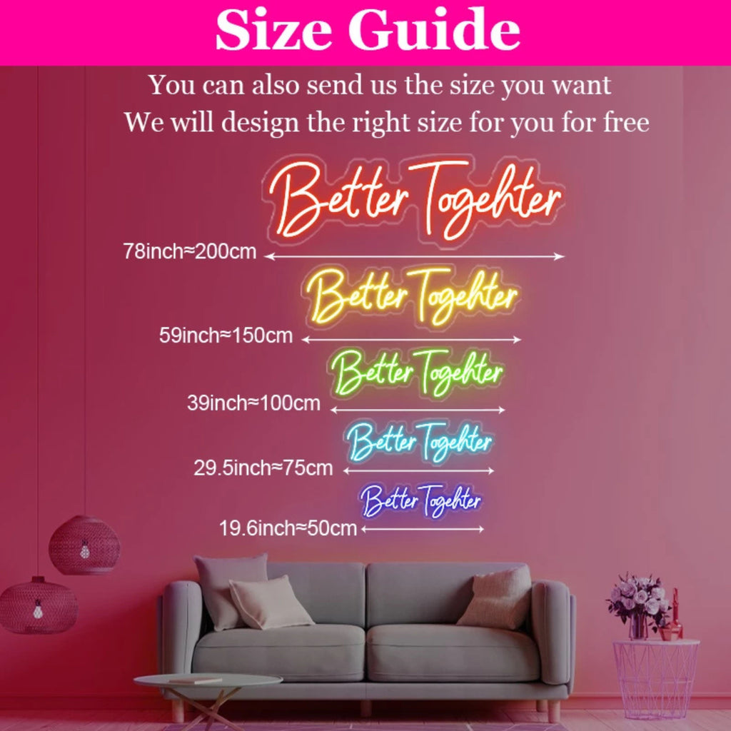 Neon sign size guide
